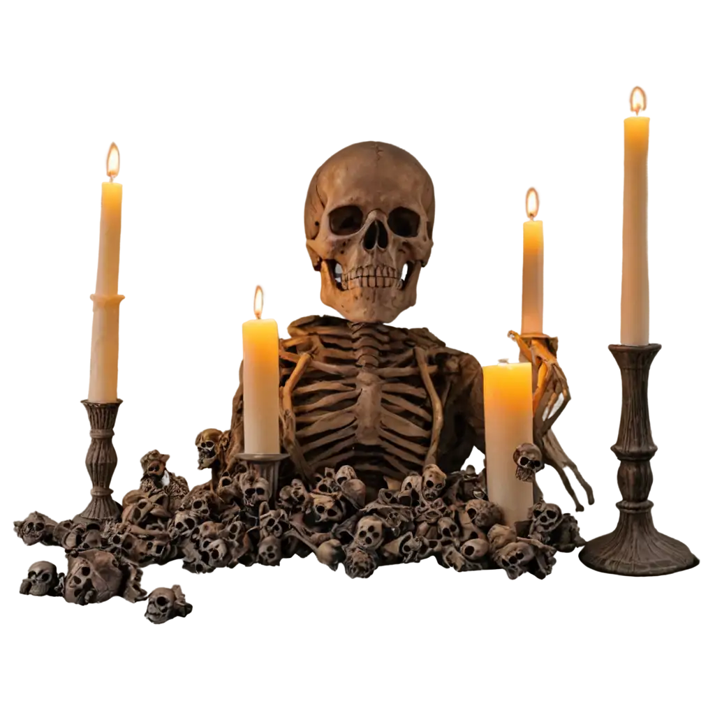 Spooky-Skull-and-Bones-PNG-with-Candlelight-Perfect-for-Dark-Themed-Designs