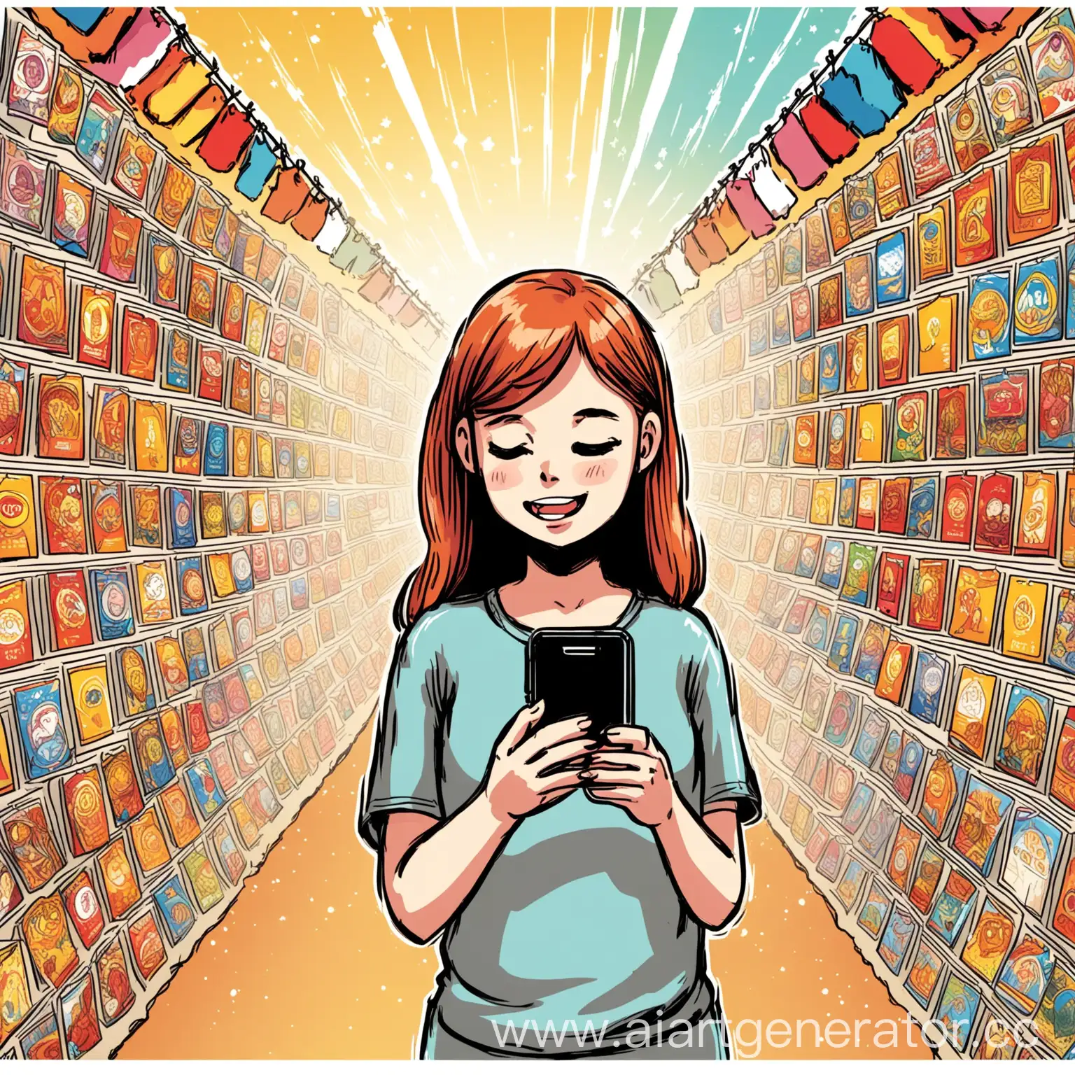 Girl-Choosing-Festival-on-Smartphone-App-Comic-Style-Illustration