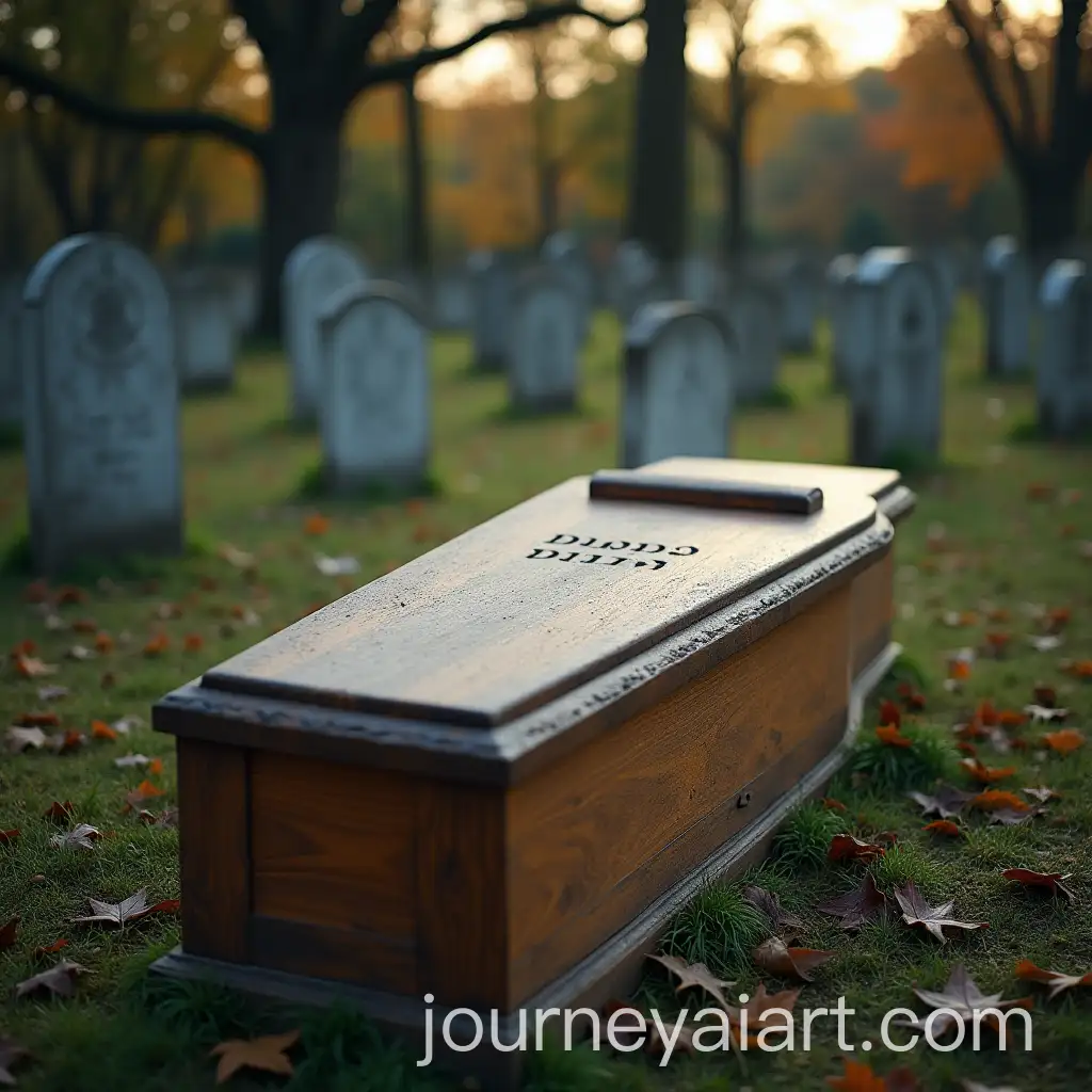 Wooden-Coffin-and-Tombstone-in-Graveyard-Symbolizing-the-Inevitable-Passage-of-Life