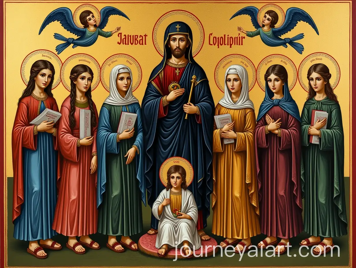 Eastern-Orthodox-Icon-of-Martyrs-from-Belgrade-School-with-Christ-Virgin-Mary-and-Saint-Sava