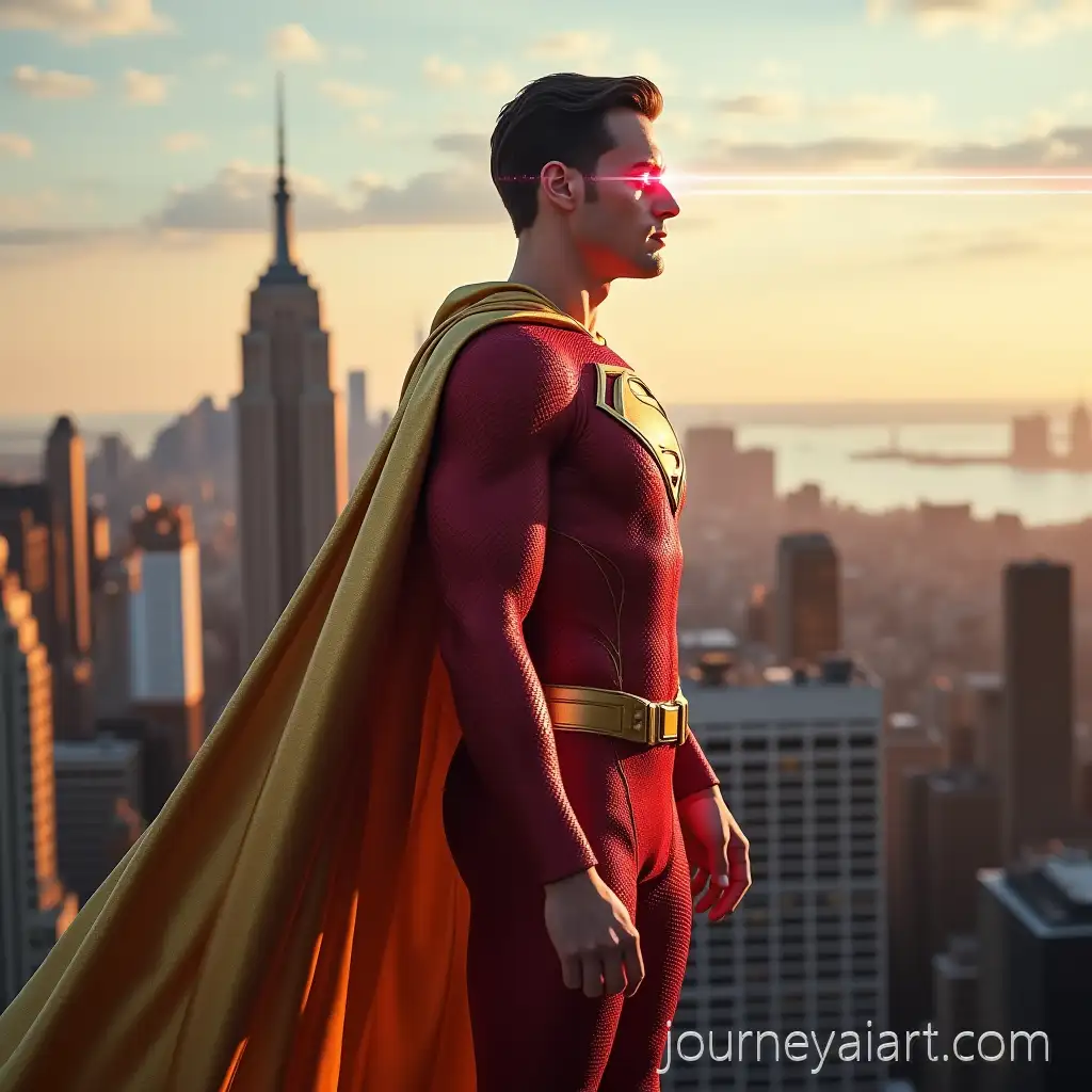 Superhero-with-Laser-Eyes-Standing-on-Empire-State-Building-in-NYC