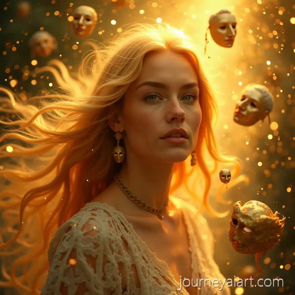 Radiant-woman-connecting-peopleRadiant-Woman-with-Golden-Hair-Connecting-People-Across-Glowing-Landscapes