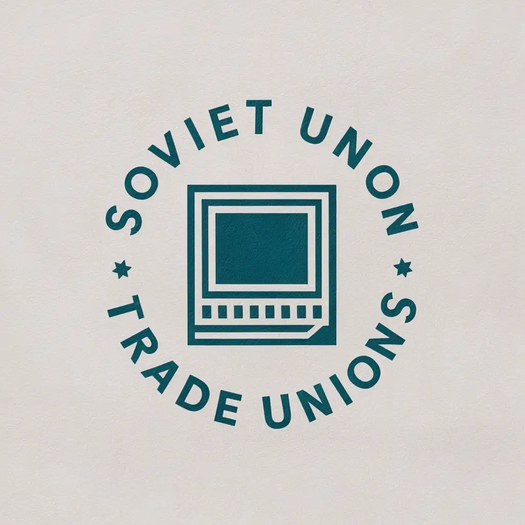 a vector logo design,with the text "Soviet Union trade unions", main symbol:computer,Moderate,clear background