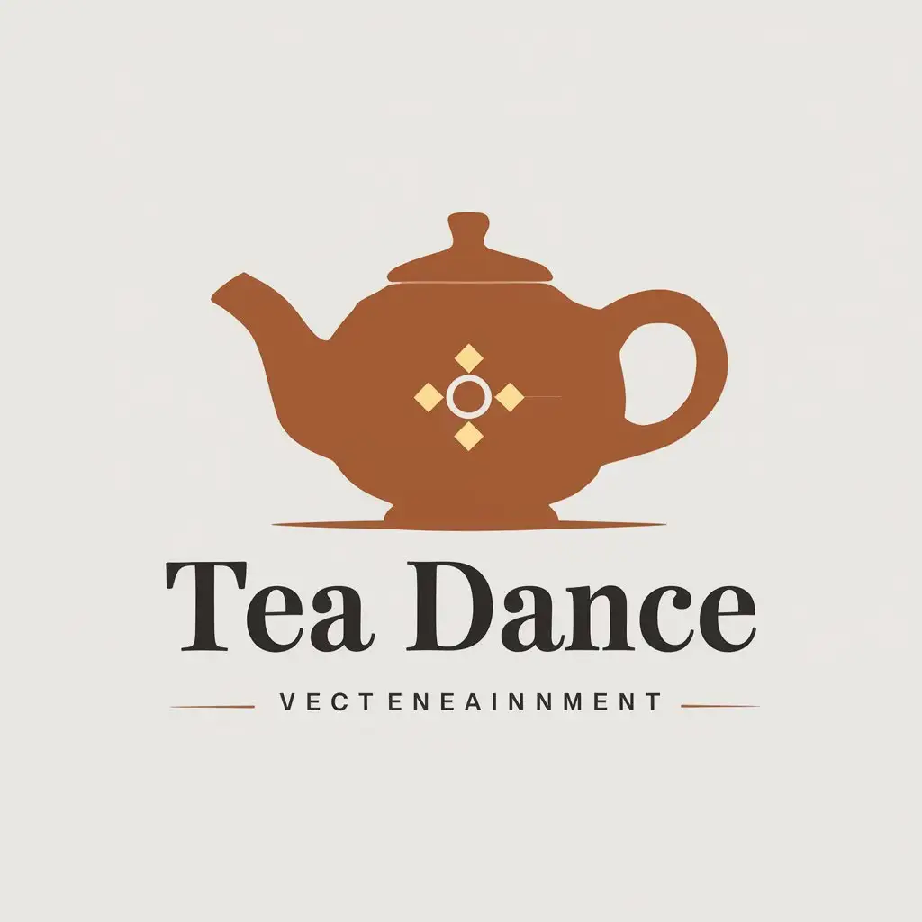 a vector logo design,with the text "tea dance", main symbol:clay teapot,Minimalistic,be used in Entertainment industry,clear background