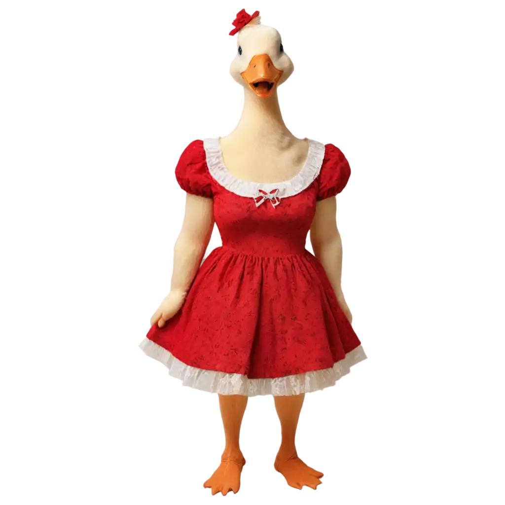 Duck-Wearing-Red-Frock-PNG-Image-HighQuality-Transparent-Design