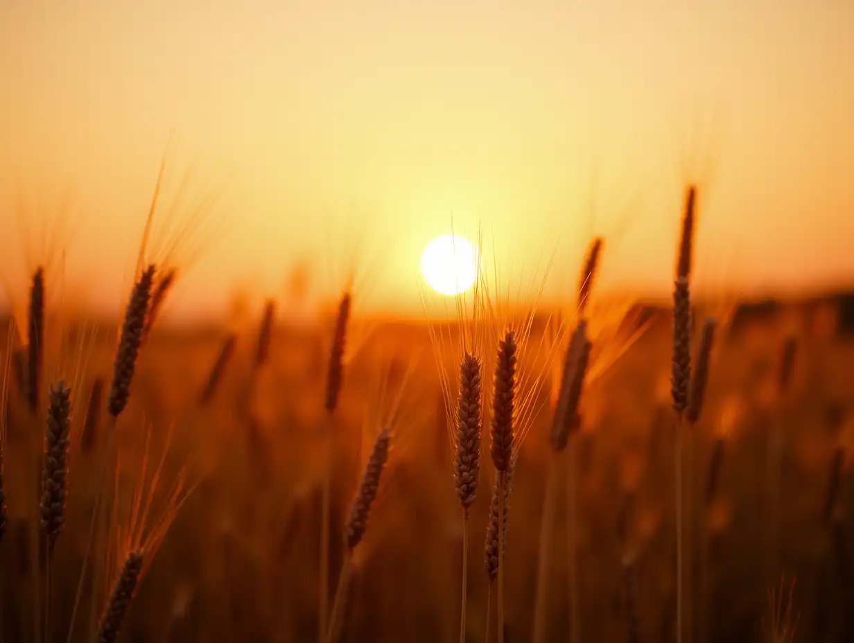 Field of wheat at sunset