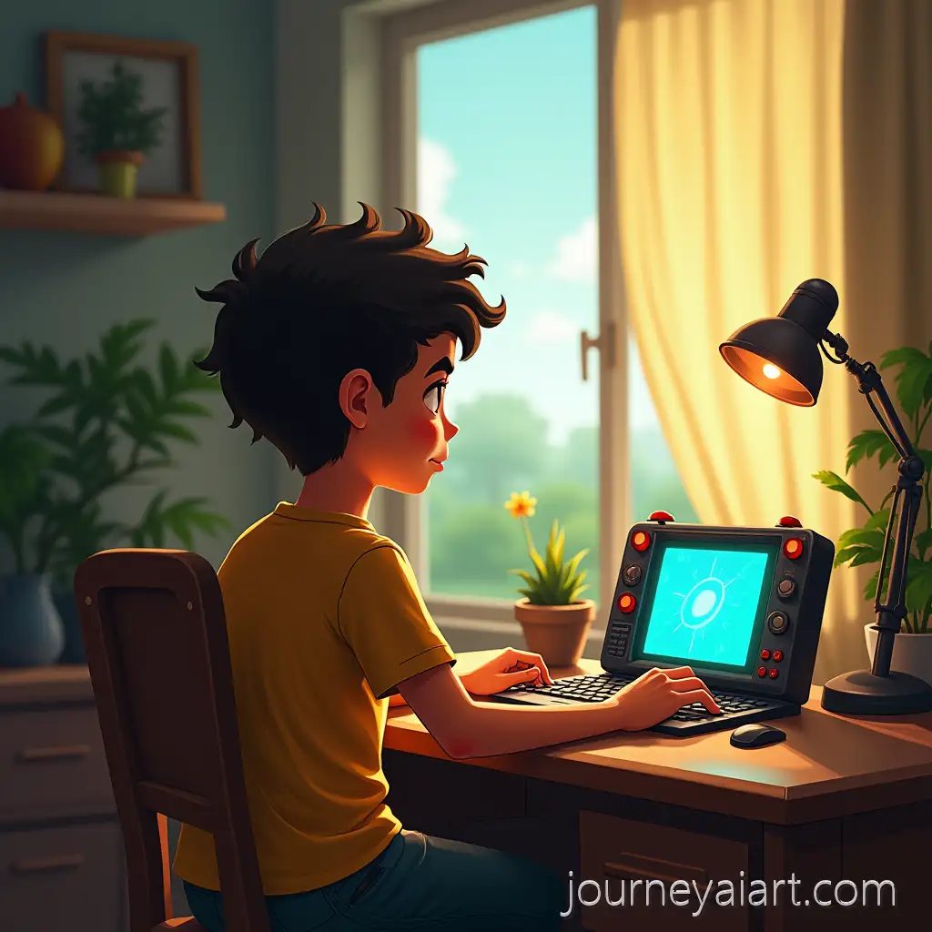 Omar-Curious-About-Mysterious-Glowing-Device-in-His-Room