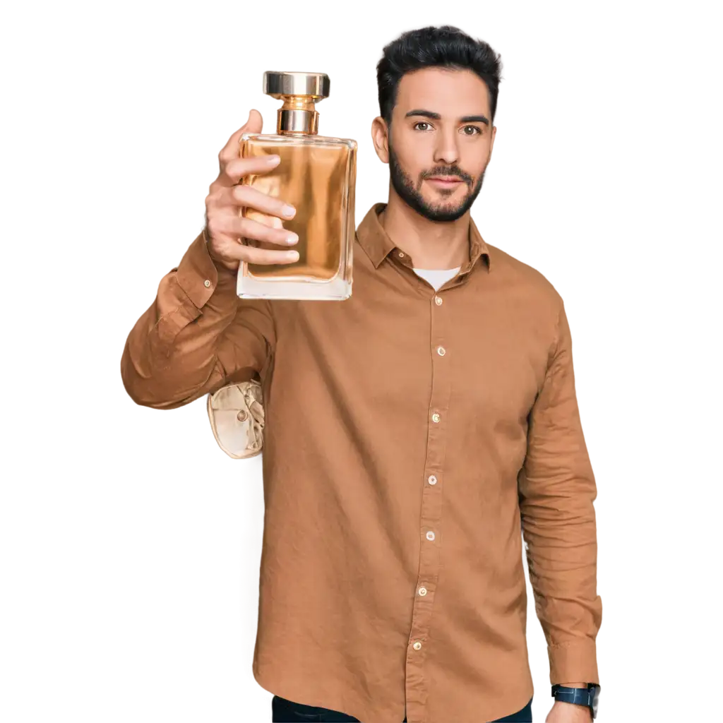 A-Man-Holding-Perfume-Bottle-PNG-HighQuality-Image-for-Versatile-Use