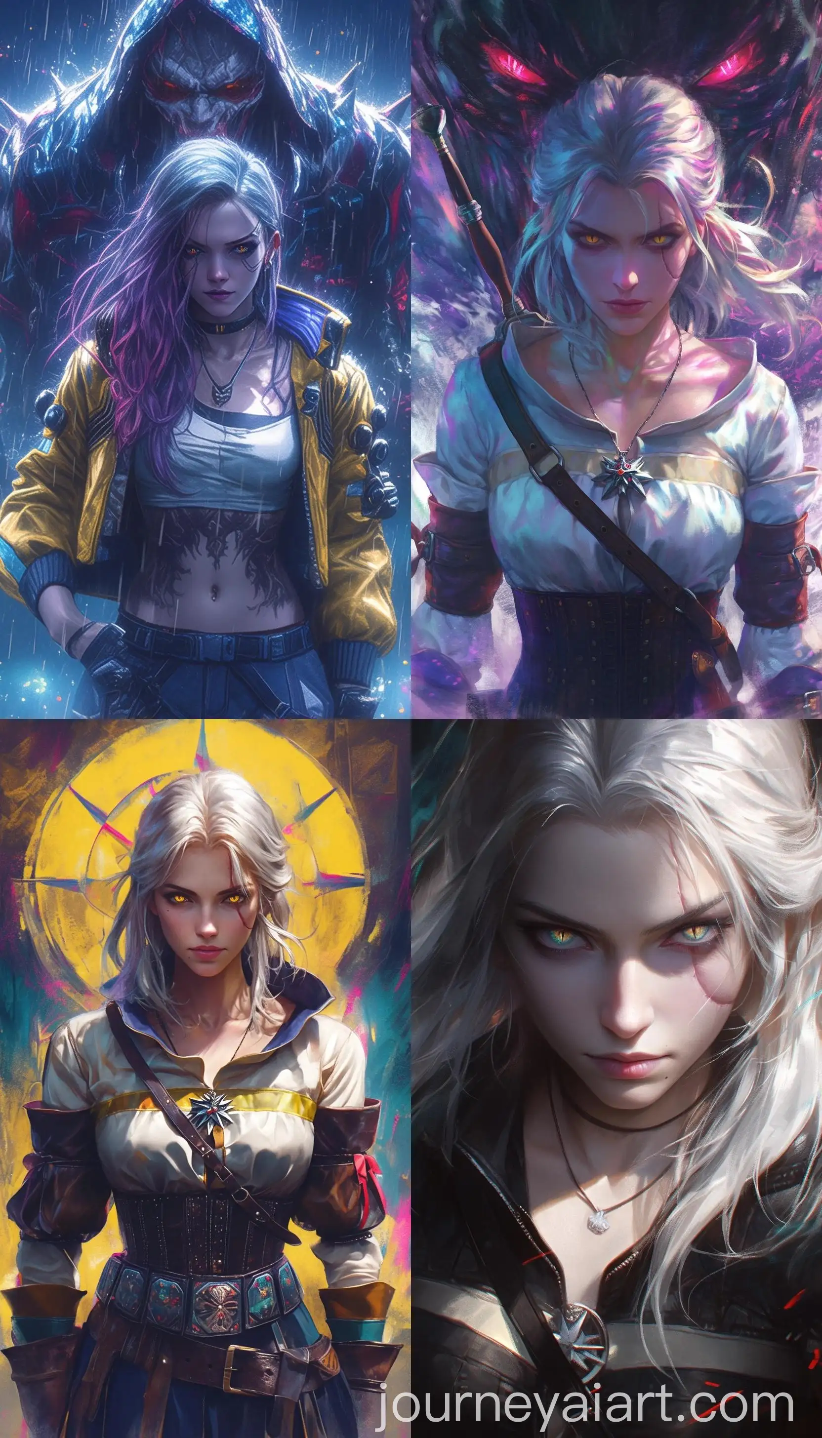 The-Witcher-and-Ciri-in-Cyberpunk-Retro-Futuristic-Style