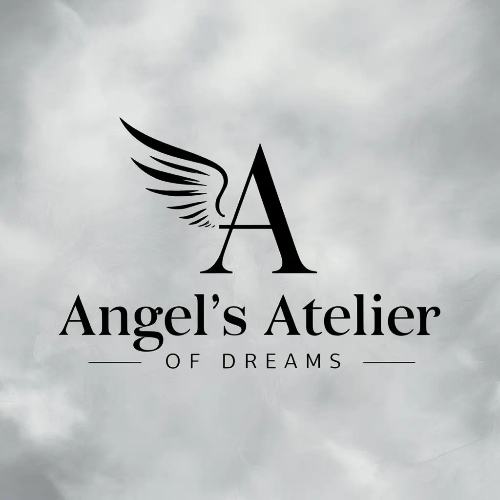 LOGO Design for Angels Atelier of Dreams Winged Letter A with Mystical Background