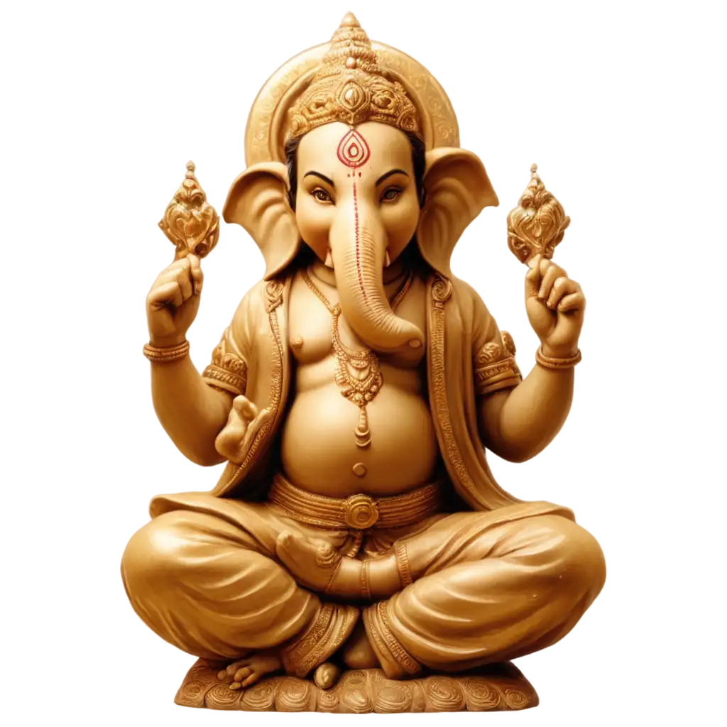 Majestic-Lord-Ganesha-PNG-Image-Divine-Elephant-Headed-Deity-on-Lotus-with-Golden-Aura