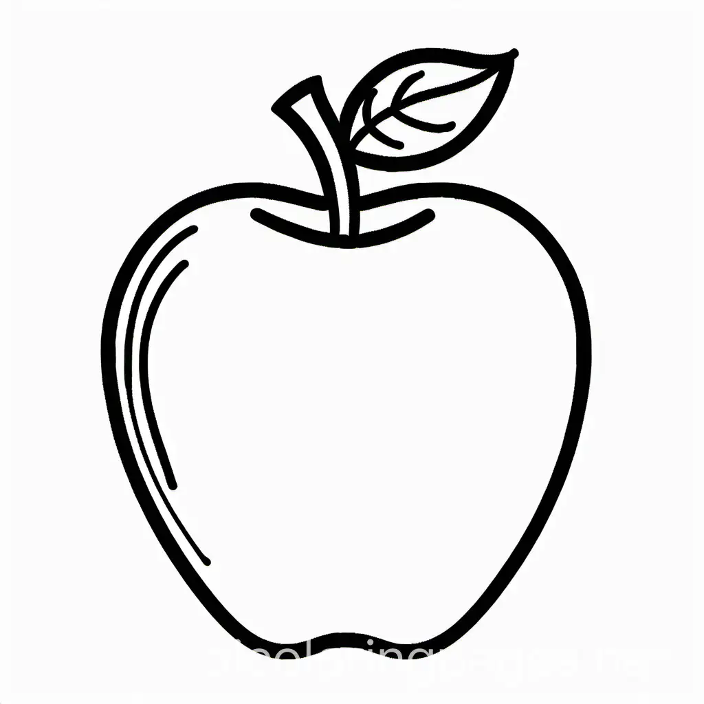 apple, Coloring Page, black and white, line art, white background, Simplicity, Ample White Space