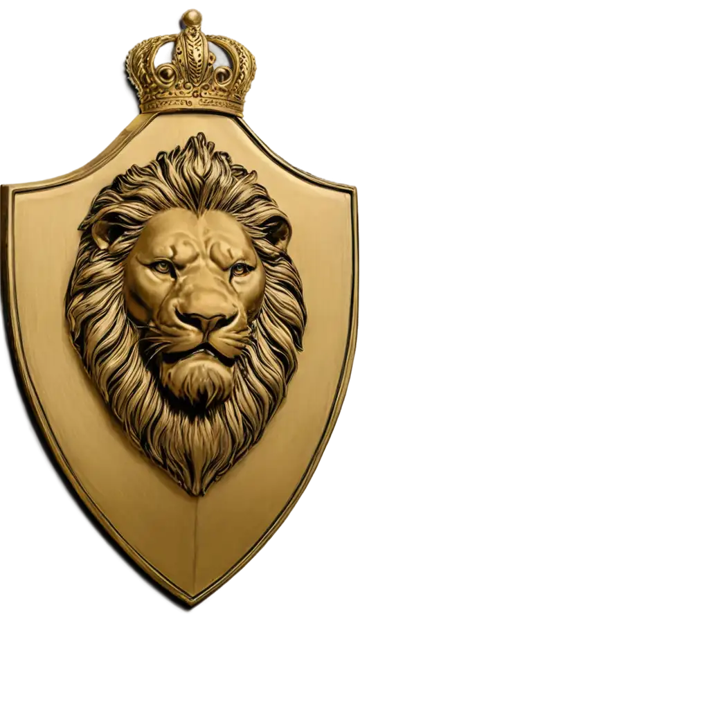 Shield-Shaped-Gold-Color-PNG-with-Crowned-Lion-for-Stunning-Visuals