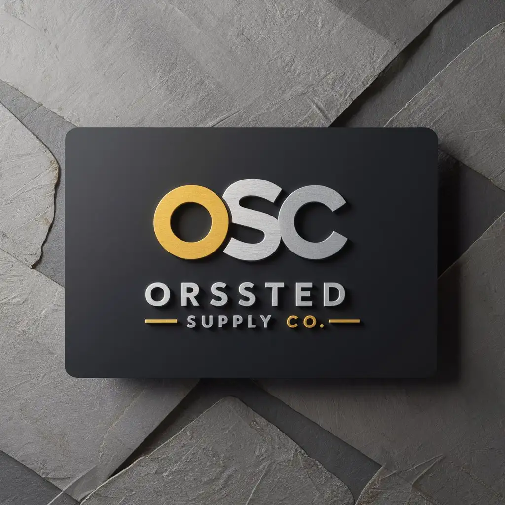 LOGO Design for OSC Modern 3D Letter Mark in Gold and Silver on Black Card Mockup