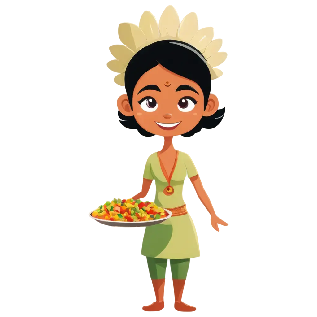 Veg-Indian-Food-Cartoon-Icon-PNG-Vibrant-Customizable-and-Versatile-Image-for-Diverse-Uses