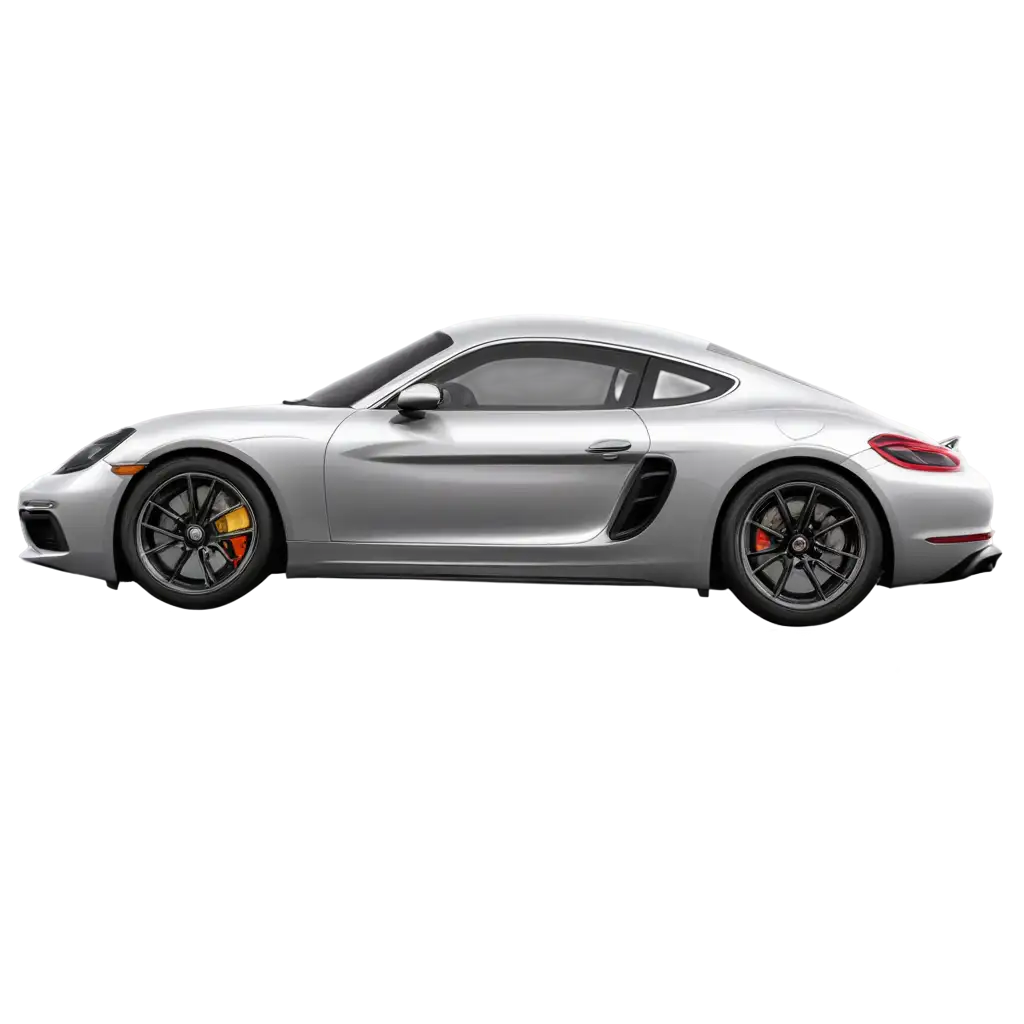 Realistic-Silver-Porsche-718-Cayman-Side-View-PNG-for-HighQuality-Visuals