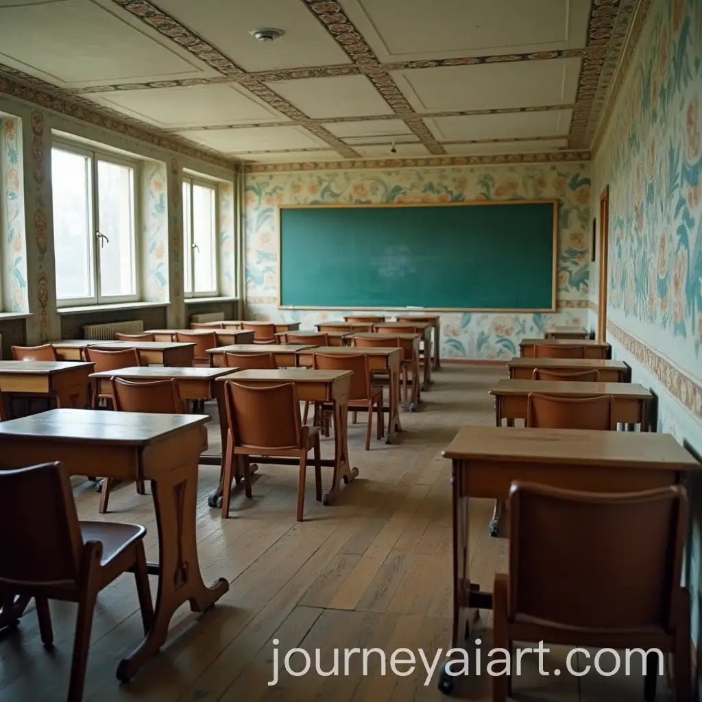 AI-Art-Prompt-ExpansionEmpty-Ukrainian-School-Classroom-with-Desks-and-Chalkboard