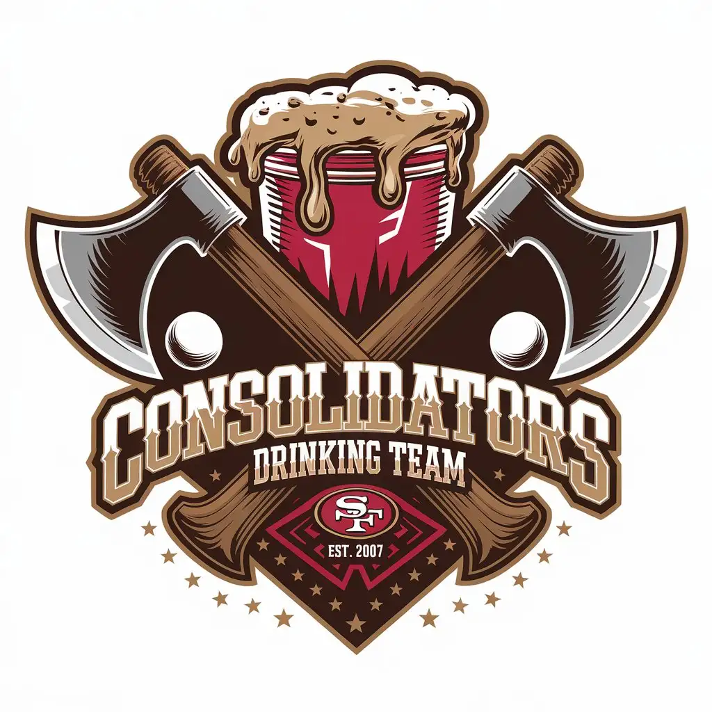 LOGO Design for Consolidators Drinking Team Tribal Style Axes and Beer Pong Cup