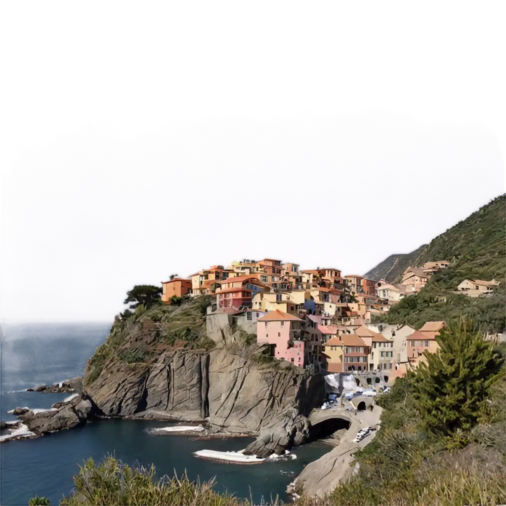 Stunning-Coastal-Landscape-of-Manarola-Italy-PNG-Image-of-Seaside-Village-and-Boats