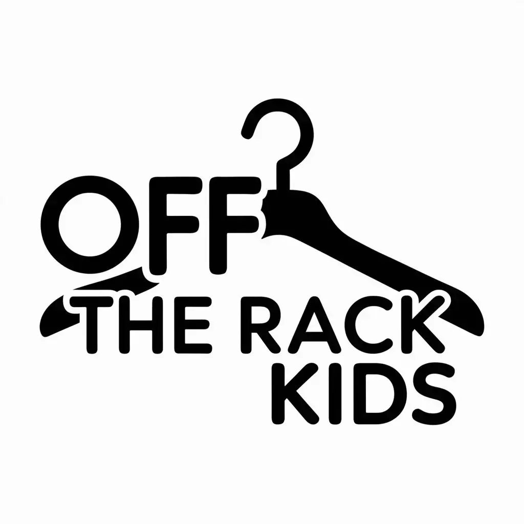 LOGO Design for OFF THE RACK KIDS Clothing Hanger with Modern Typography