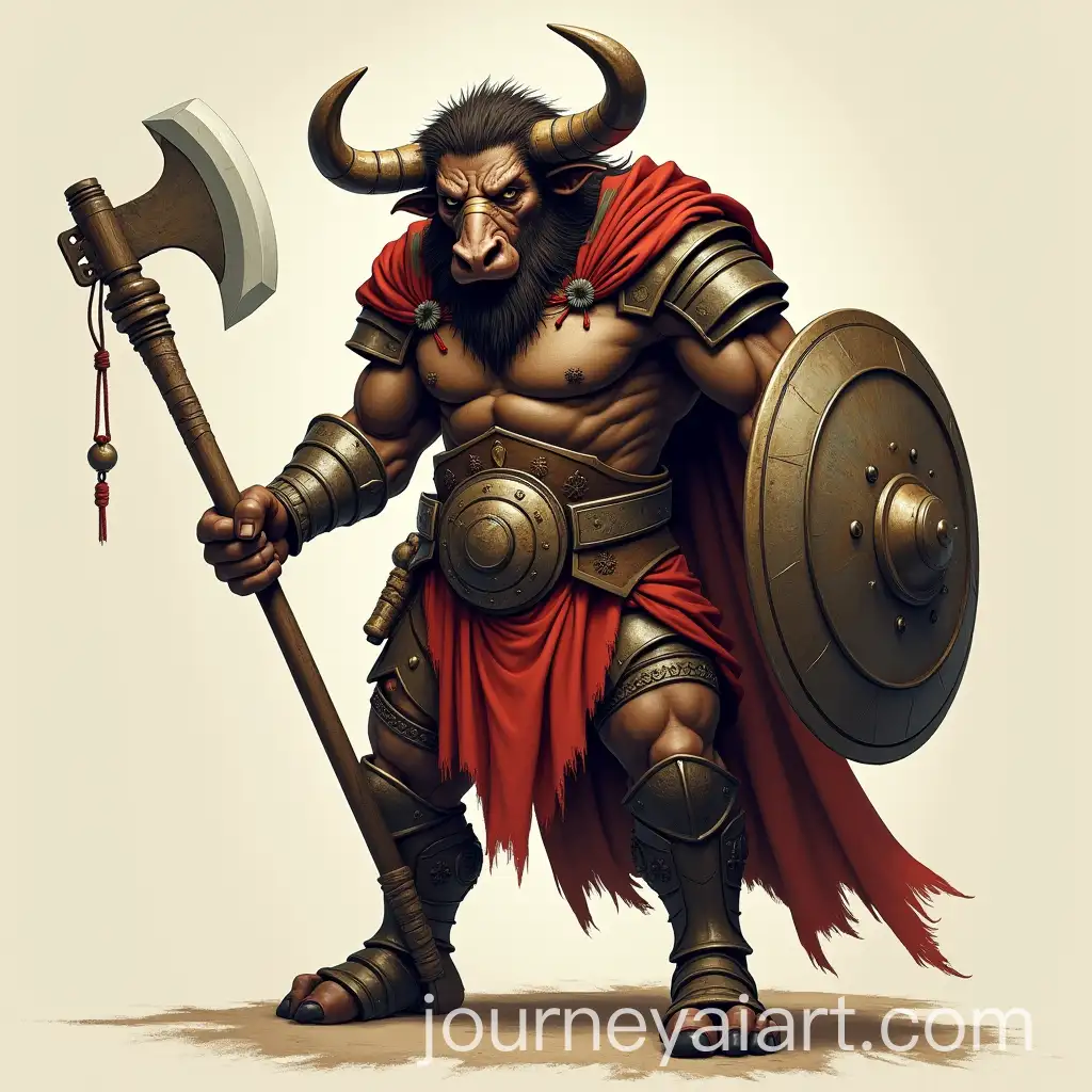 Minotaur-in-Tattered-Gladiator-Armor-Holding-an-Axe