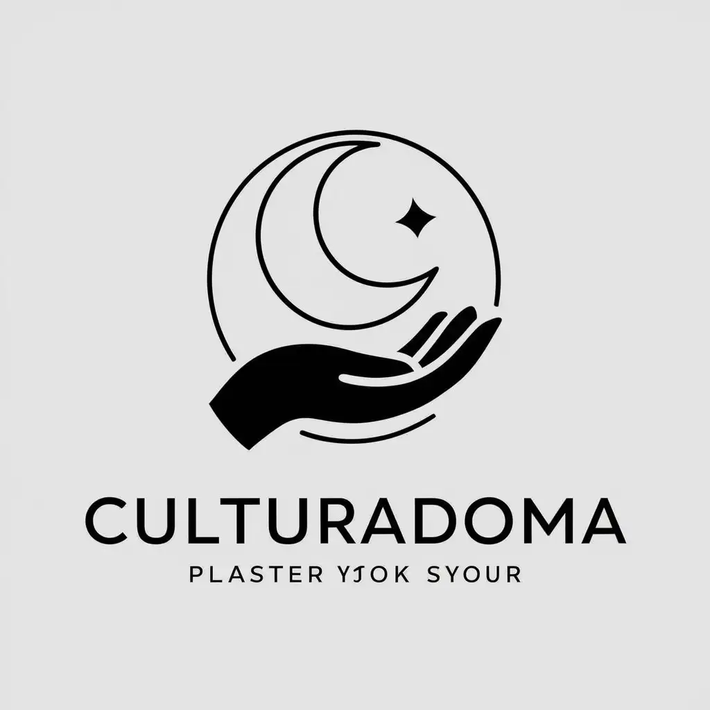 LOGO Design for CulturaDoma Hand Luna and Plaster Crafts Theme on Clear Background