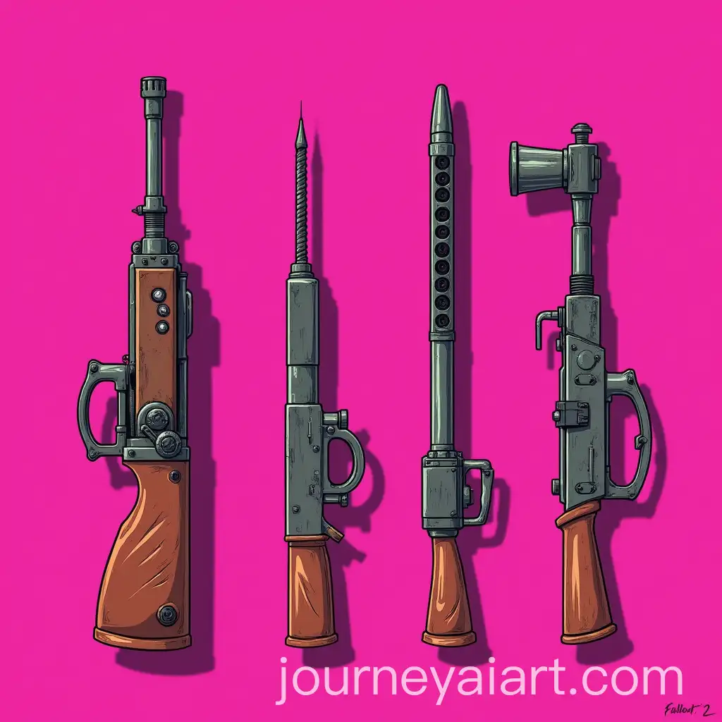 PostApocalyptic-RPG-Weapon-Parts-in-Comic-Style-on-Bright-Pink-Background