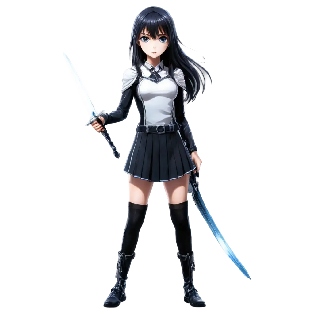 Girl-Holding-a-Sword-and-Electric-Magic-Anime-PNG-Image-in-Ultra-HD