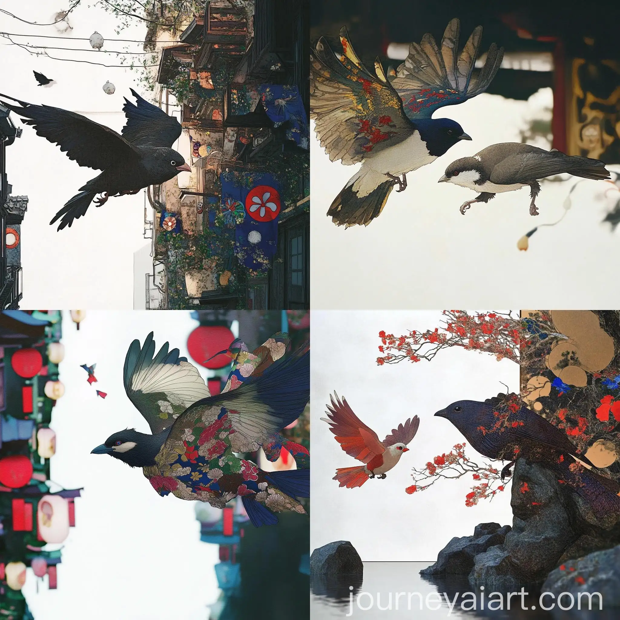Saturated-Colored-Bird-in-Realistic-3D-Desaturated-Environment