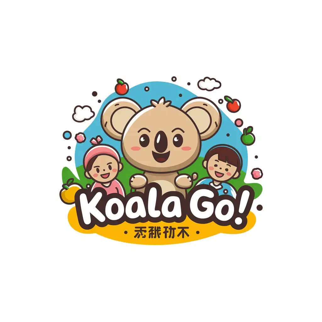 LOGO-Design-for-Koala-GO-Educational-Brand-with-Playful-Coco-Bear-and-Fruits