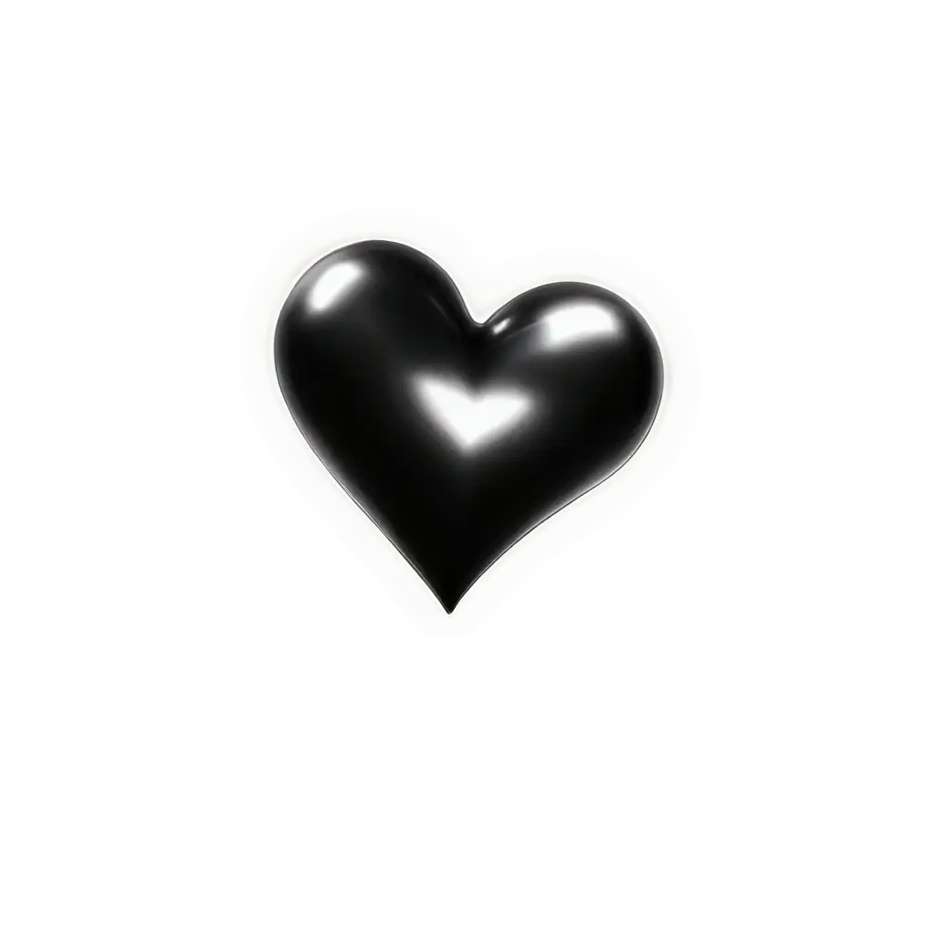 Shining-Black-Heart-PNG-HighQuality-Transparent-Image-for-Diverse-Uses