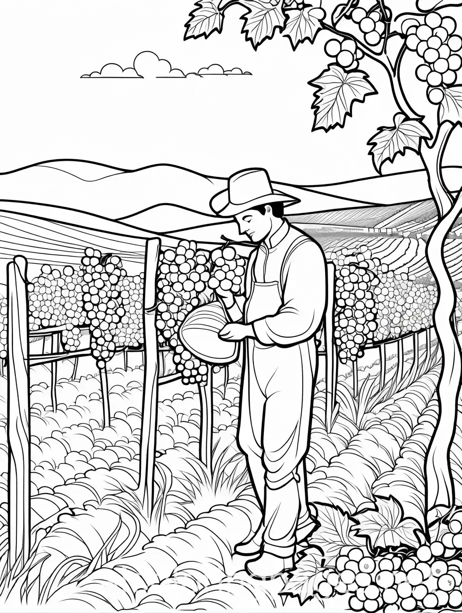 Vinedresser-Working-in-Vineyard-Coloring-Page