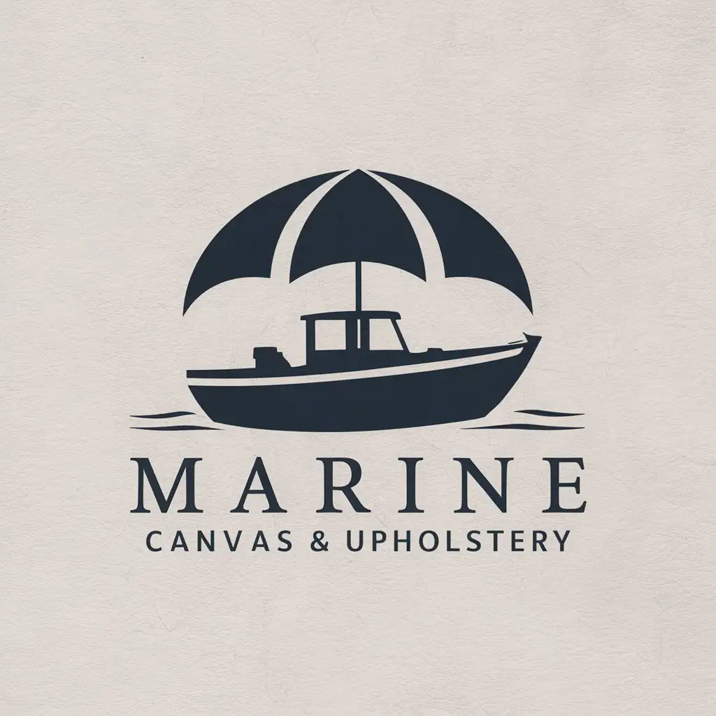 LOGO Design for Marine Canvas Upholstery Classic Boat Silhouette with Fabric Shade