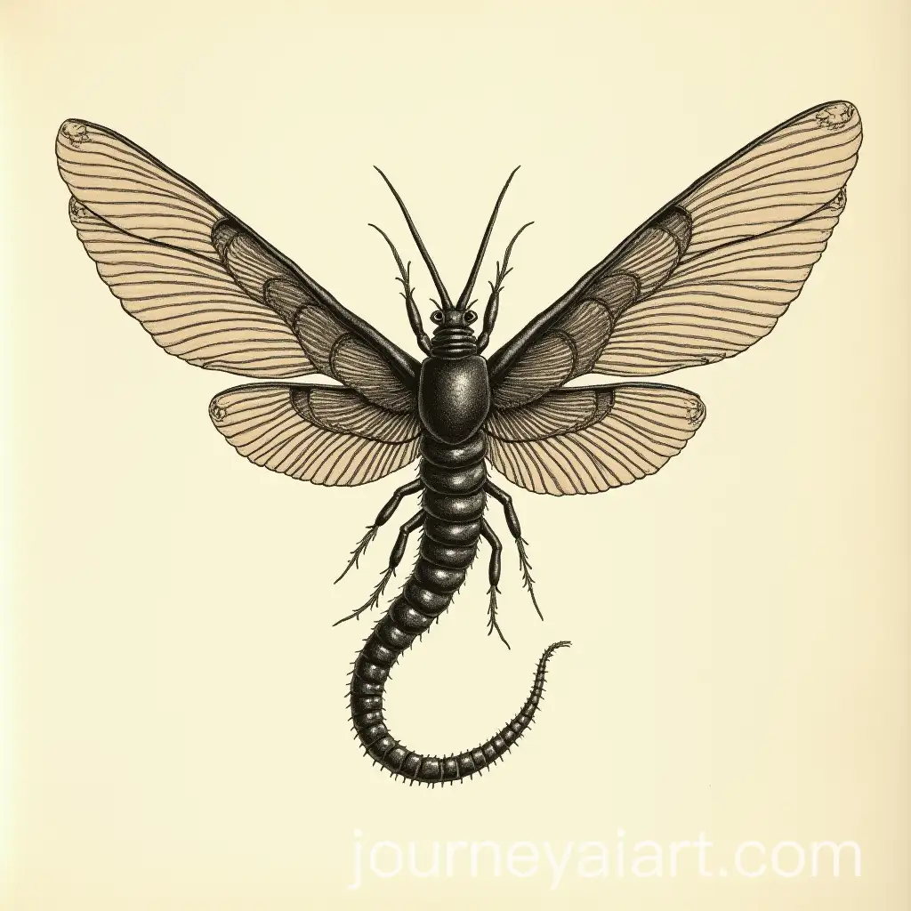 Flying-Leech-with-Wings-in-Ancient-Bestiary-Style
