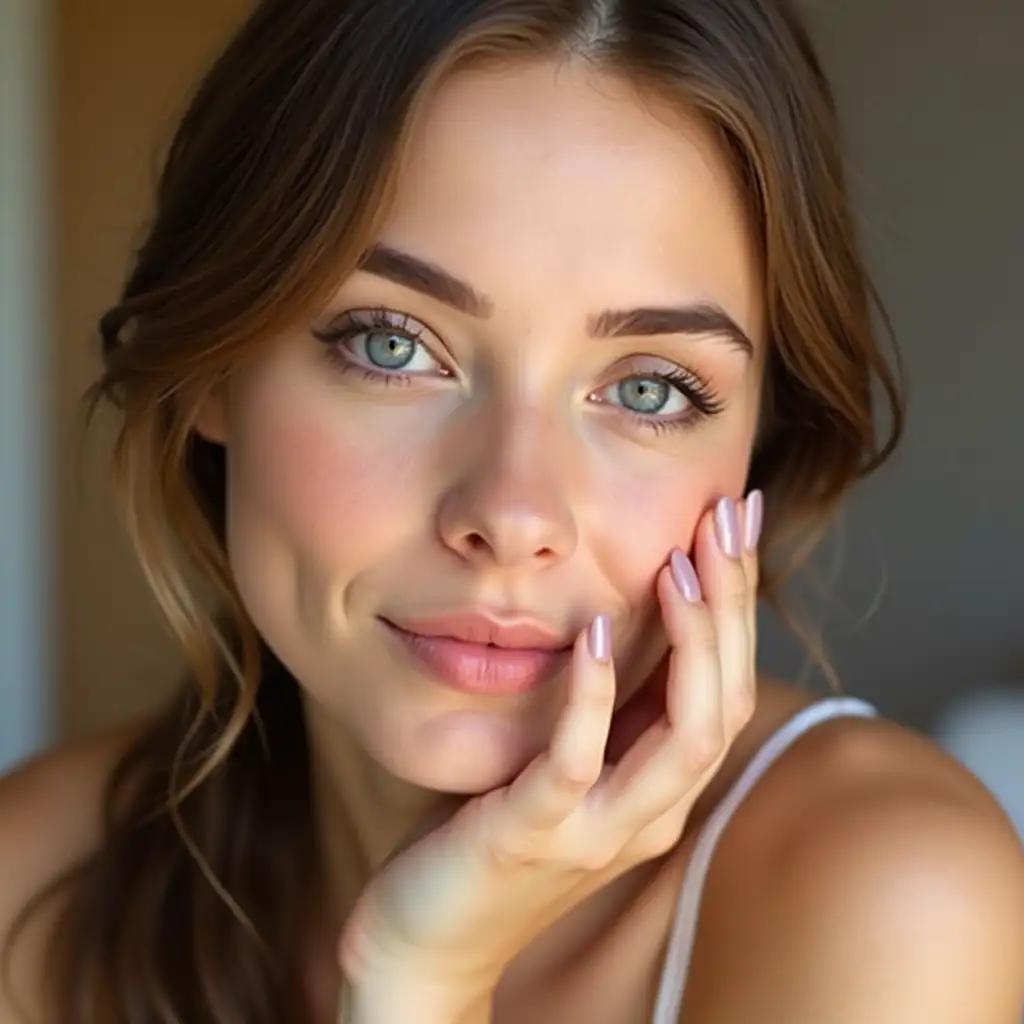 Woman with natural skin without makeup just with mascara