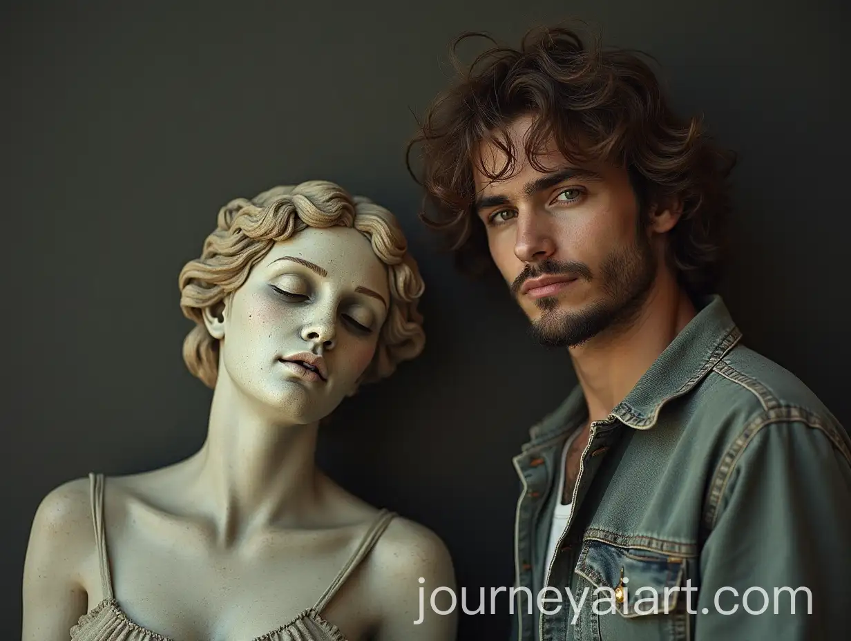 Man-with-Brown-Hair-Lying-Dead-Beside-a-Broken-Statue-of-a-Woman