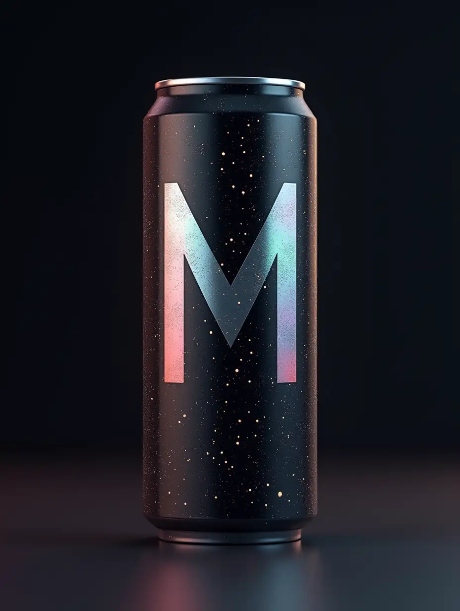 a raw, hyper-realistic photo, UHD, 8k::design of an energy drink can, trade mark 'EMEE' meaning of the name::electronic monster energy experience. the central element is 2 letters m and e located at an angle of 45 degrees to the horizon line but parallel to each other in different directions like ЯR in the Rockstar trade mark.