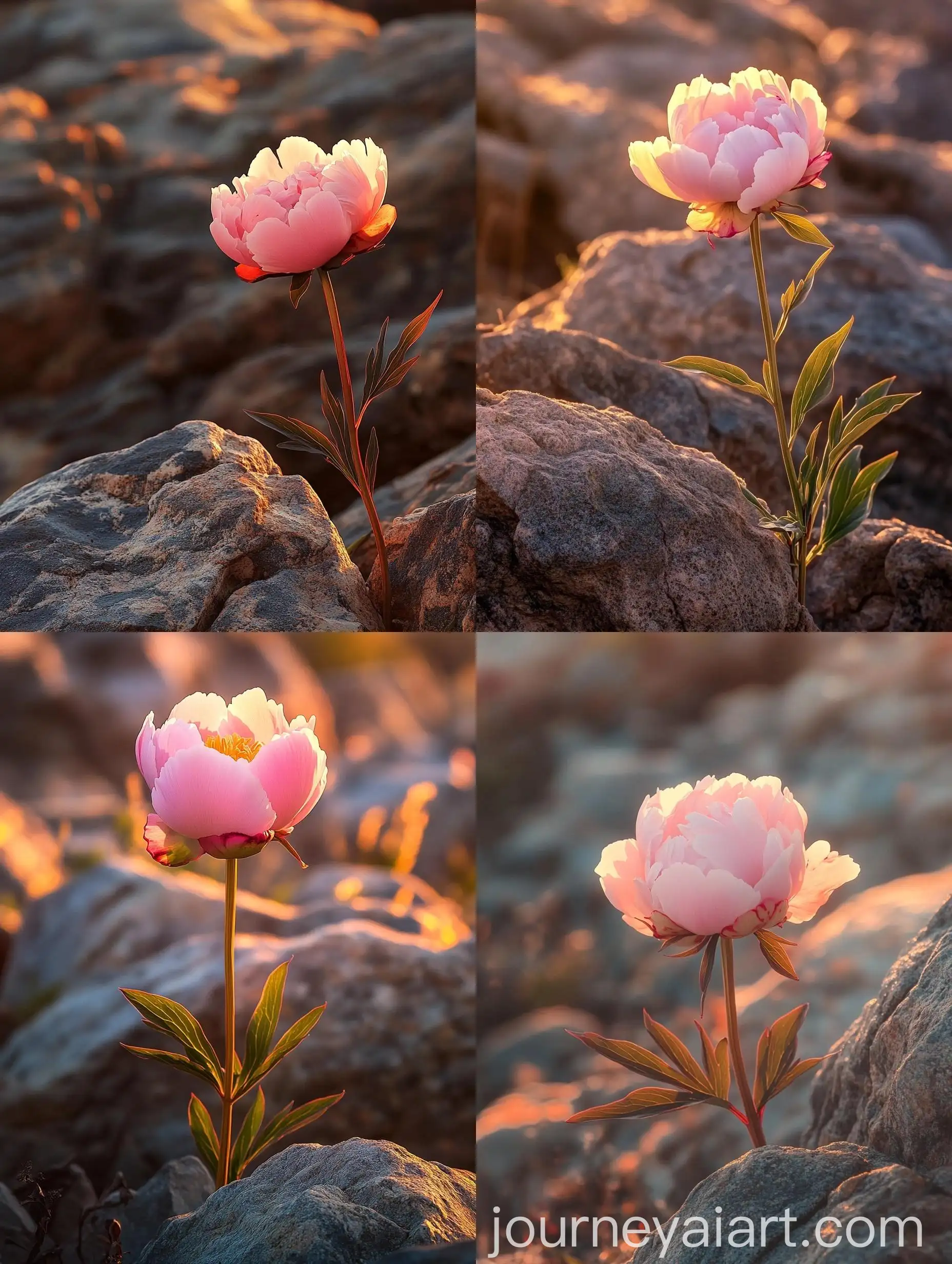 Pink-Peony-Blossoming-in-Golden-Sunset-Light