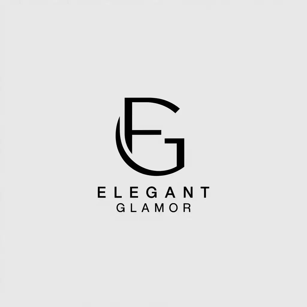 a vector logo design,with the text "ELEGANT GLAMOR", main symbol:EG, white background, black letters,Minimalistic,be used in clothing industry,clear background