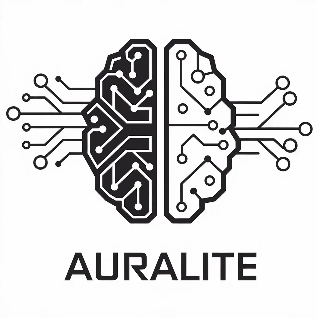 LOGO Design for Auralite Futuristic Tech Industry Emblem with Computer Brain Symbol