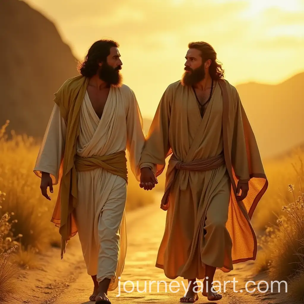 Jesus-and-a-Bearded-Man-Walking-on-a-Golden-Path-with-Pride