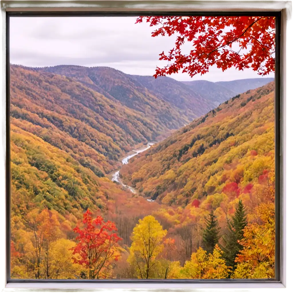 Stunning-Autumn-Mountain-Valley-with-Red-Leaves-HighQuality-PNG-Image