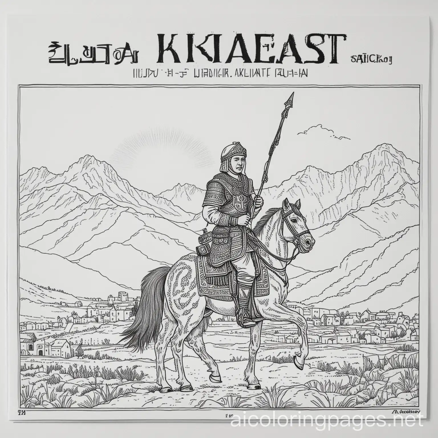 History-of-Kazakhstan-Coloring-Page-Black-and-White-Line-Art-for-Kids