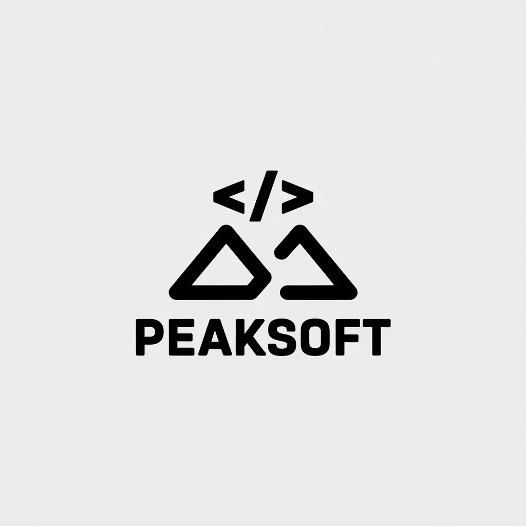 LOGO Design for PeakSoft Minimalistic Vector with PeakCode Icon for Technology Industry