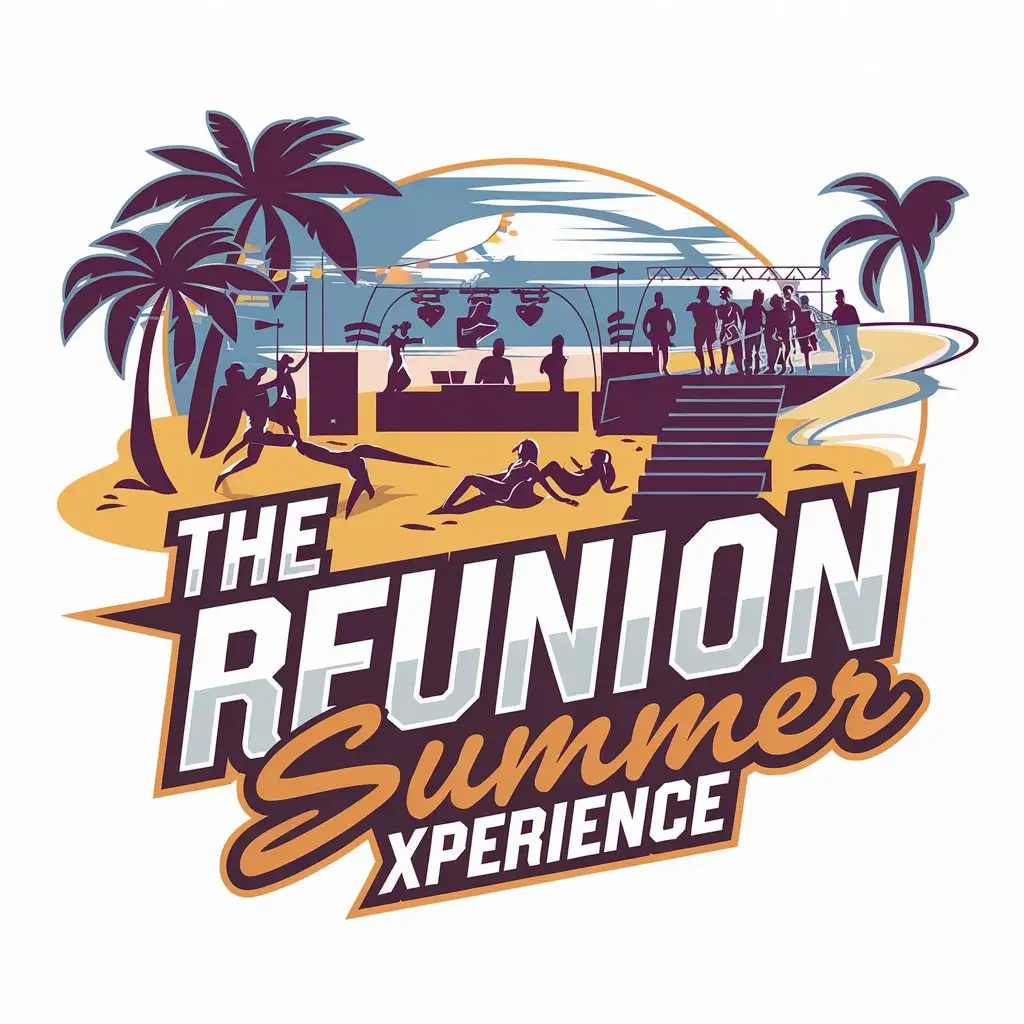 LOGO Design for The Reunion Summer Xperience Tropical Beach Fun with Flight Elements