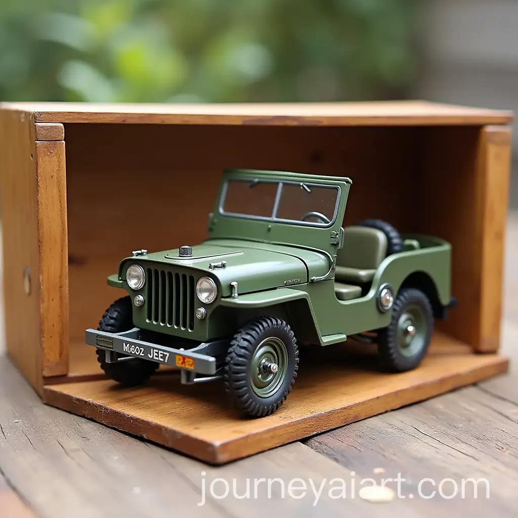 187-Scale-Willys-Jeep-in-Collectors-Wooden-Box-with-Serial-Number-Badge