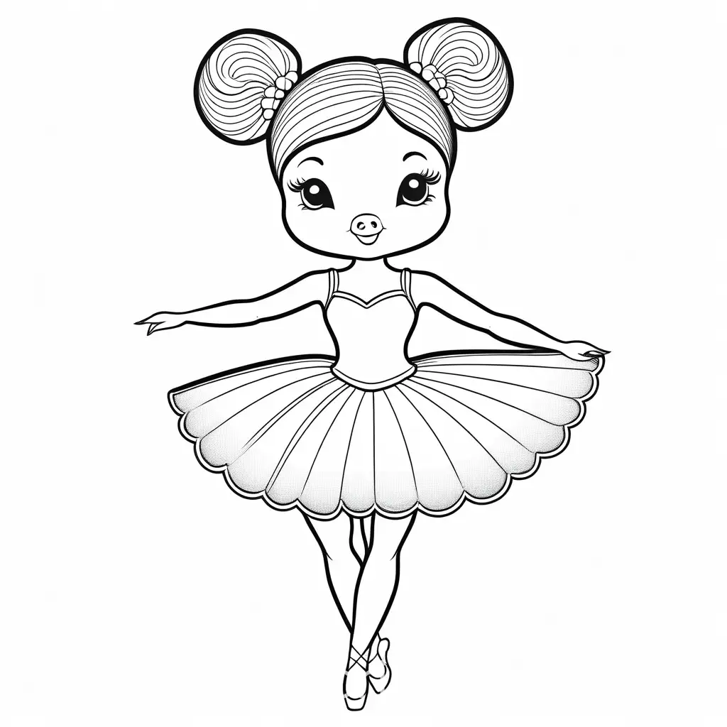 Ballerina-Barbie-Pig-Coloring-Page-on-White-Background