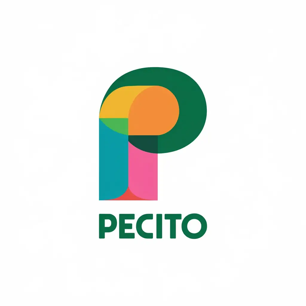 a vector logo design,with the text "Pecito", main symbol:The main symbol of the letter "P" in green with a modern font type, a refreshing, fun, light cold drink for daily consumption, made from kombucha fermented tea, colorful shades,Moderate,be used in Minuman industry,clear background