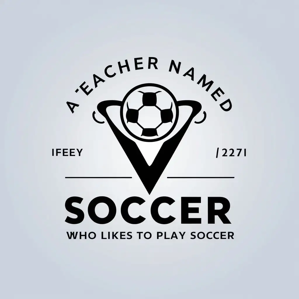 a vector logo design,with the text "A teacher named Zhou who likes to play soccer", main symbol:football v char pull,Minimalistic,be used in Sports Fitness industry,clear background