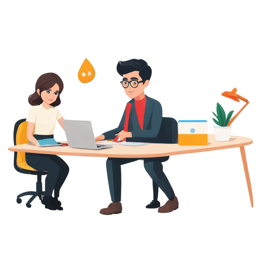 Flat-StylePNG-Image-SEO-Analysis-PNG-Illustration-of-a-Digital-Marketer-Working-on-SEO-Analytics-and-Content-Creation-at-a-Desk-Transparent-Background